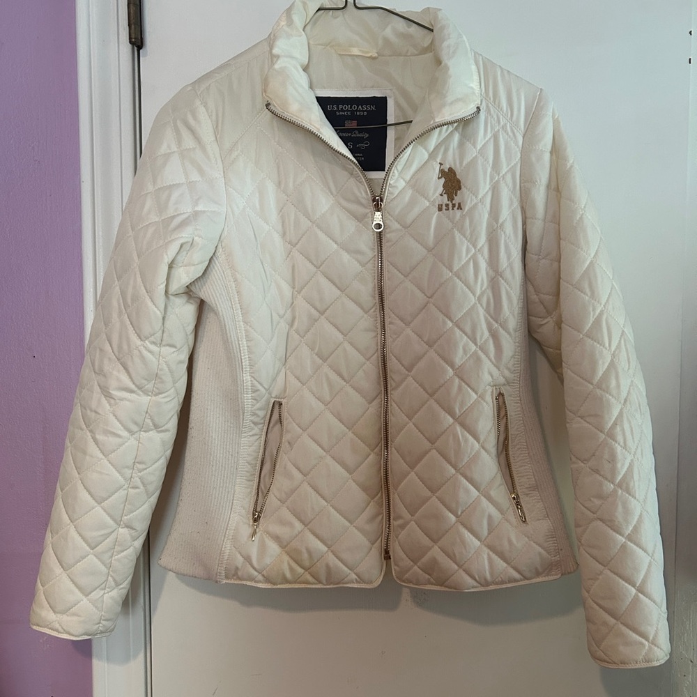 U.S. Polo Assn. Women's Cream Quilted Puffer Jacket